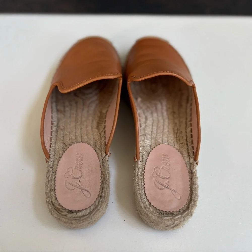 J. Crew Leather Espadrille Mules Size 8